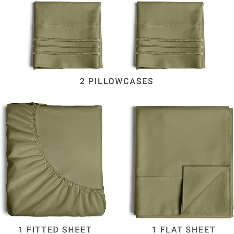 CGK Linens Brushed Microfiber Soft Wrinkle free 4 Piece Bed Sheet Set