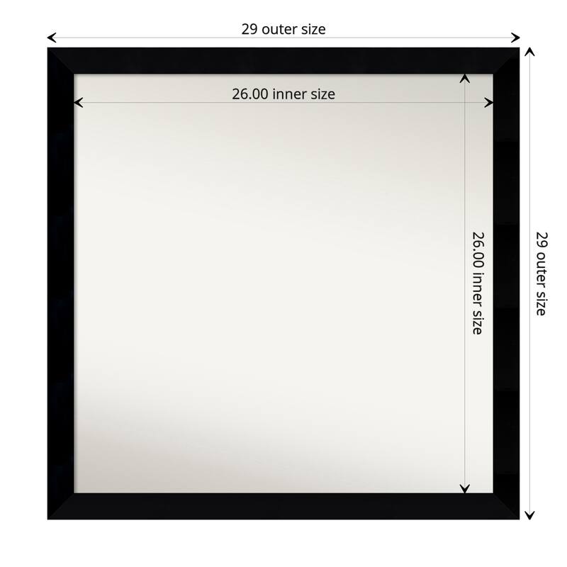 Non-Beveled Wood Bathroom Wall Mirror - Black Museum Frame - Black Museum