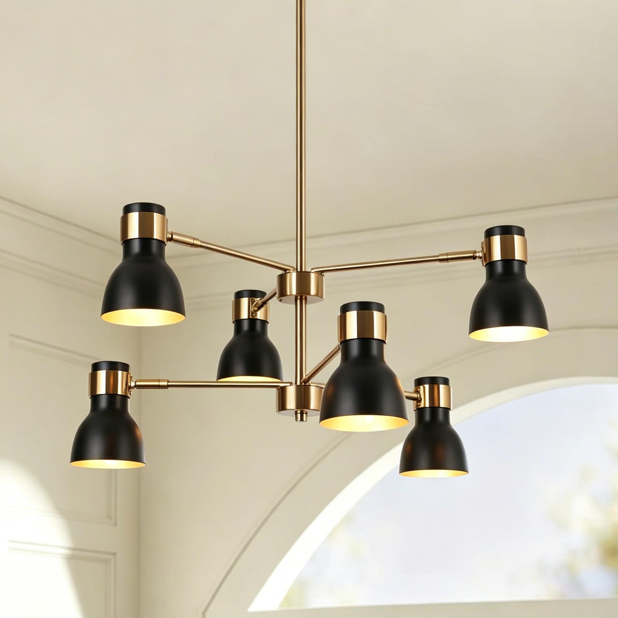 Modern 6-Light Black Gold Chandelier Industrial Metal Pendant Lights for Dining Room - 24.5" D x 12" H