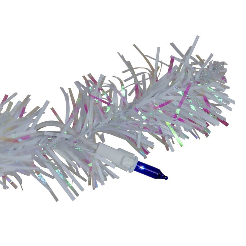 4' Medium White Iridescent Pine Artificial Christmas Tree Blue Lights - 4 Foot