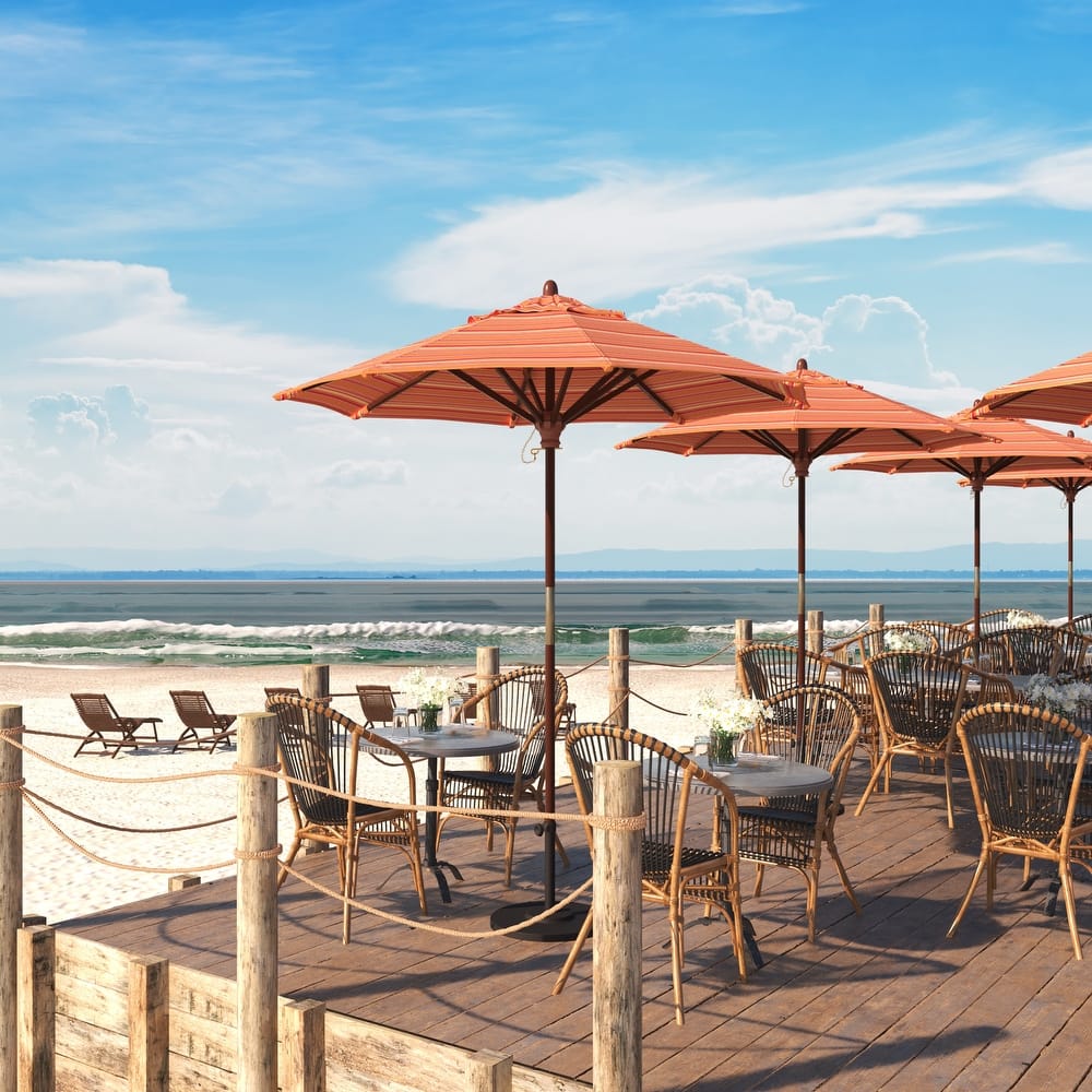 Port Lavaca 7.5ft Round Sunbrella Wooden Patio Umbrella by Havenside Home, Base Not Included