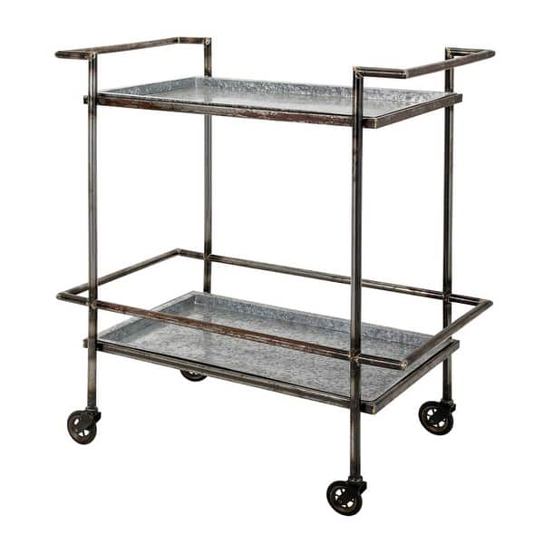 slide 2 of 8, 30.7x17.1x34.6" Galvanized Metal Bar Cart in Gray & Black Gray
