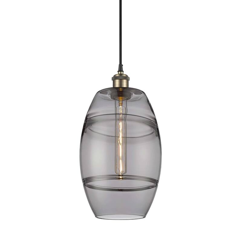 Innovations Lighting 516-1P-10-8 Vaz Pendant Vaz 8" Wide Mini Pendant - Black Antique Brass / Light Smoke