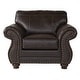 preview thumbnail 5 of 7, Roundhill Furniture Leinster Fabric Upholstered Nailhead Sofa, Loveseat, and Chair Set in Espresso