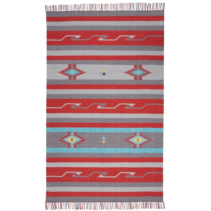 Fufal Southwestern Woven Low Pile with Fringe Area Rug By HomeRoots - 84' X '60' X '0.25