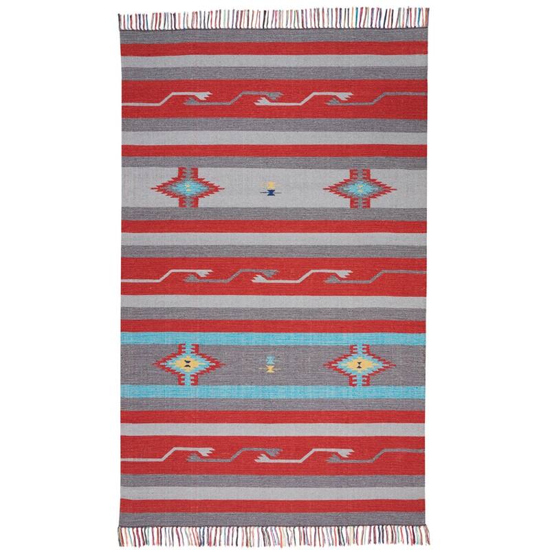 Fumep Southwestern Low Pile with Fringe Area Rug By HomeRoots - 114' X '78' X '0.25