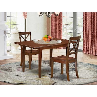 Vintage Kitchen Dining Set - Table with Butterfly Leaf & 2 Chairs - 32x54 Inch Mahogany Finish