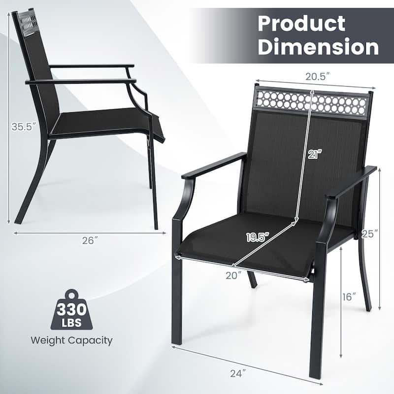 Costway Patio Chairs Set of 2 with All Weather Breathable Fabric High - See Details