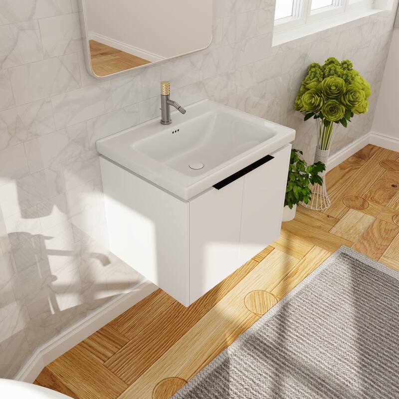Beingnext 24"/36"/48"/60"/72"/84" Bathroom Vanity with Sink, Floating Bathroom Vanity with Soft Close Door and Shelf