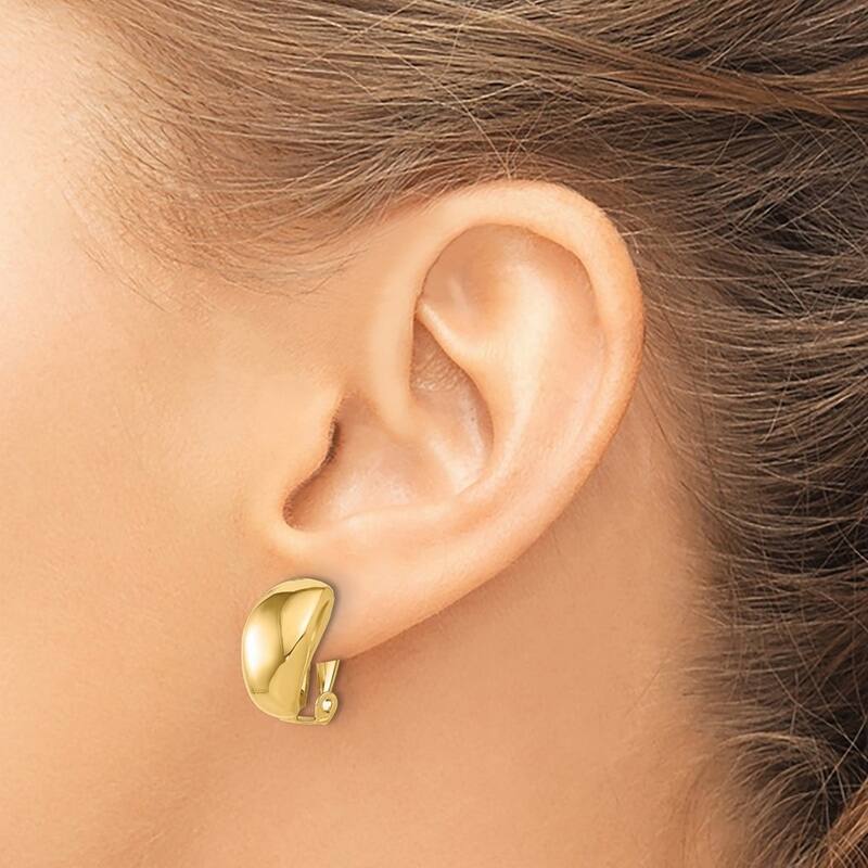 Curata 14k Yellow Gold Polished Omega Clip Non Pierced Earrings - 16x11mm