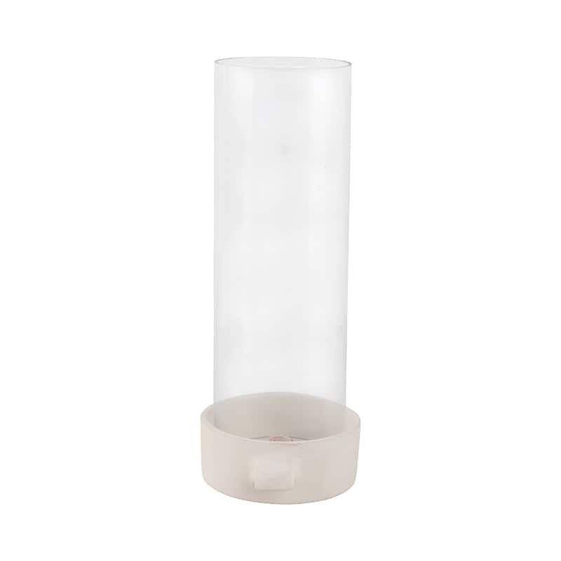 Pottery Glass Pillar and Taper Holder Rustic Base and Hurricane Sleeve - 7" x 5" x 13"