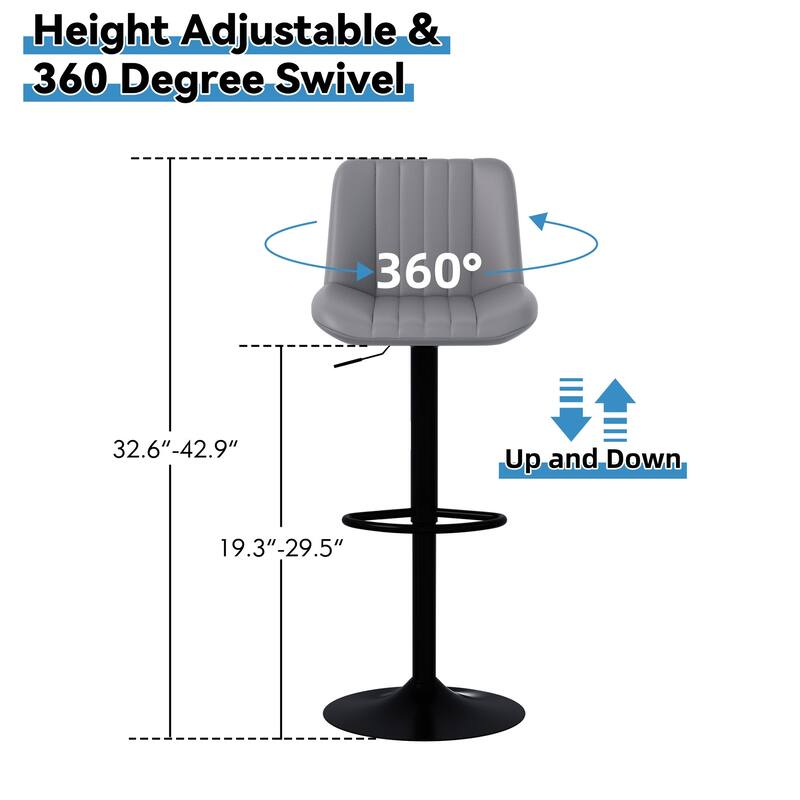 Bar Stool with 360° Swivel - Modern Kitchen & Home Bar Seating，Set of 2