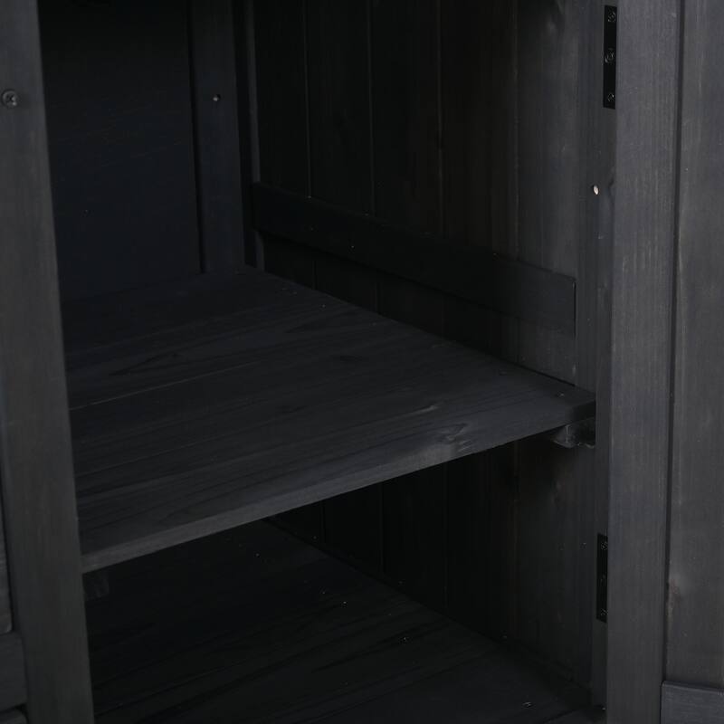 65" Outdoor Potting Bench with Stainless Steel Top, Rolling Garden Workstation with Hutch & Storage