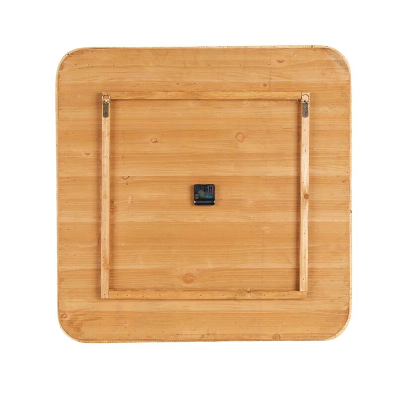 Wood Handmade Woven Wall Clock with Rattan Wrapped Frame - Brown - Roche River Decor - 2"W x 31"L x 31"H