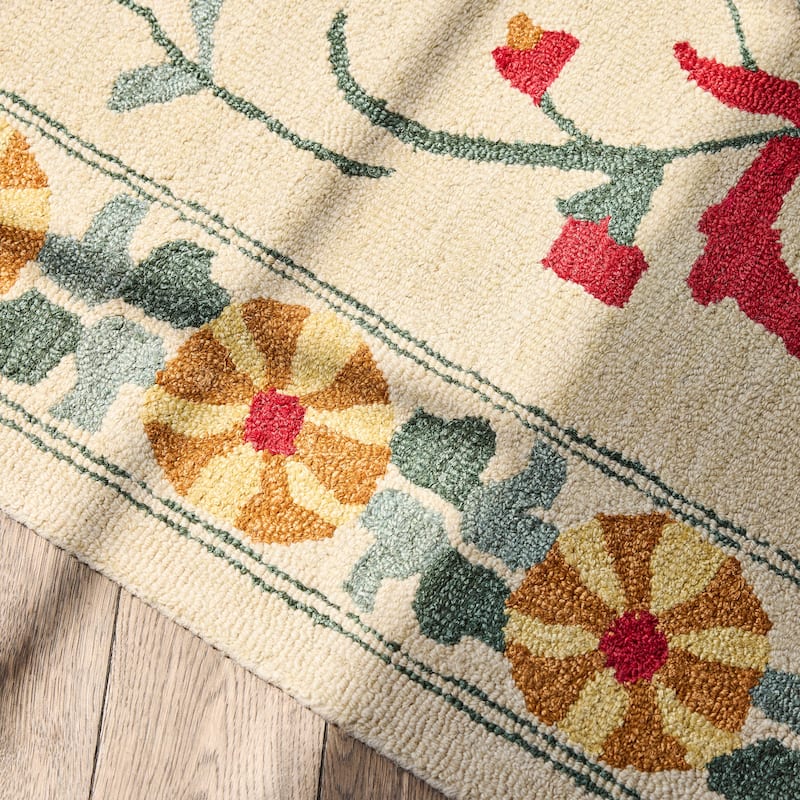 Padma Lakshmi Shangrila Folk Floral Wool Rug