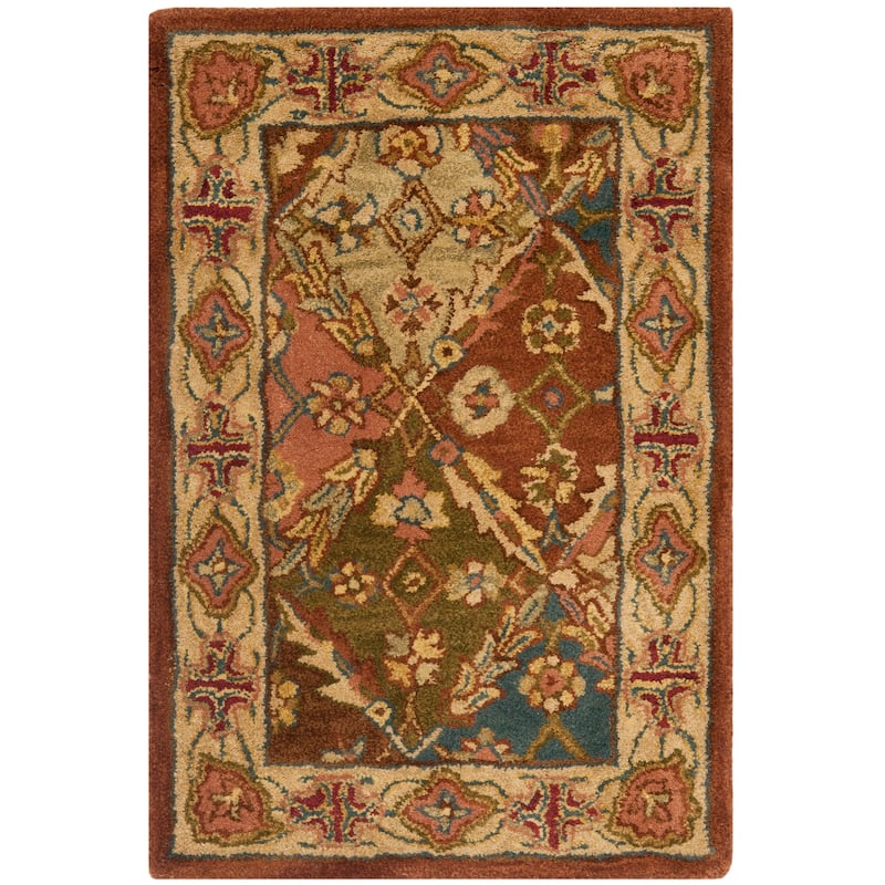 SAFAVIEH Handmade Heritage Chiseko Traditional Oriental Wool Rug - 2' x 3' - Beige/Beige