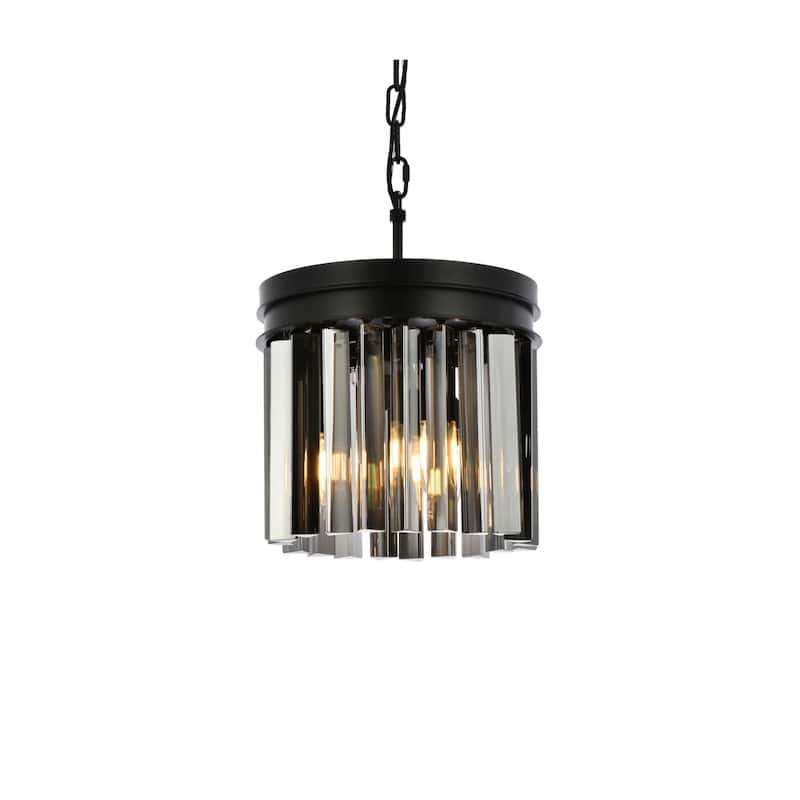 Elegant Lighting 1208D12-SS/RC Sydney 3 Light 12" Wide Crystal Pendant - Matte Black