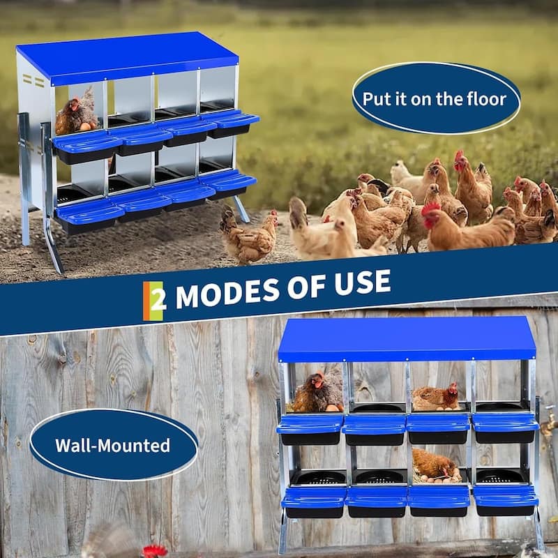 8-Hole Metal Chicken Nesting Box or Easy Cleaning with Legs