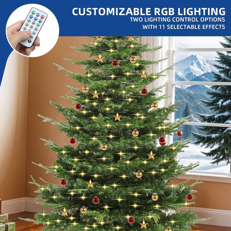 Moasis 6.5/7 ft Pre-Lit Artificial Aspen Fir Artificial Christmas Tree with 500 Multi-Mode Lights