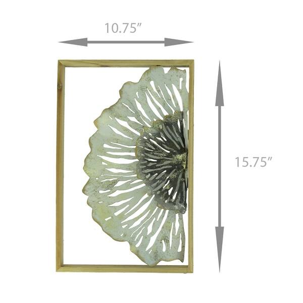 Shop Metal Flower Art Duo Wood Framed 2 Piece Wall Decor Set 15 75 X 10 25 X 1 25 Inches Overstock 27985493