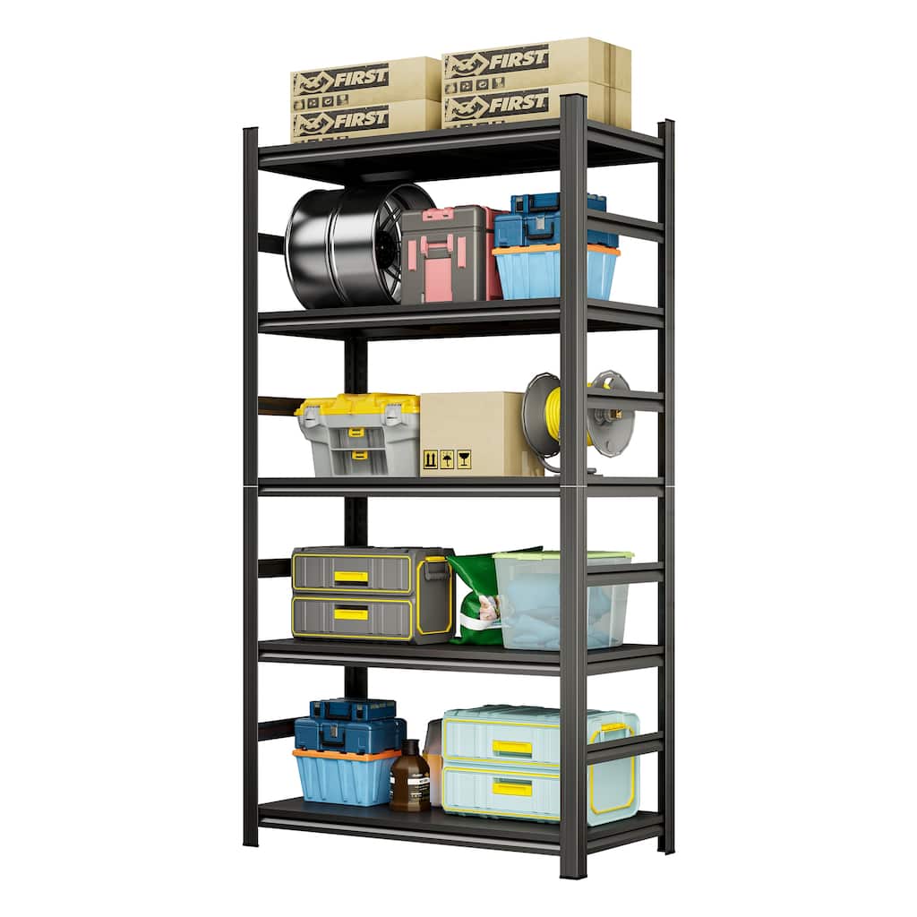 87 "H heavy-duty storage rack, five layer adjustable metal shelf for tool rooms, garages, supermarkets, requiring assembly