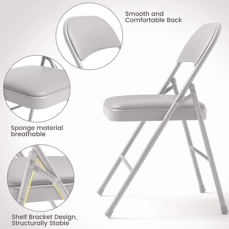 4pcs Folding Chairs With Padded Cushion and Back, Hold Up to 350 Pounds