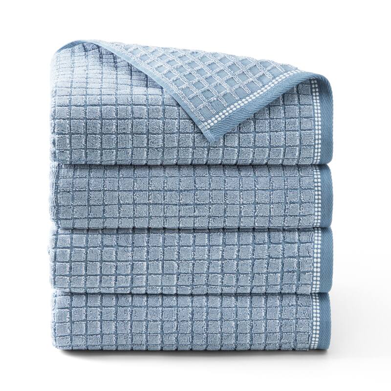 TOWN & COUNTRY EVERYDAY 4-Piece Textured Windowpane Bath Towel Set - 30"x58"