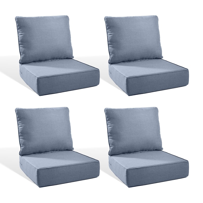Pocassy 22"x24"x6" Inch Thick Cushions Indoor Outdoor Pillows Cushion - Baby Blue Cushion - 4 Set Seat & Back Cushion