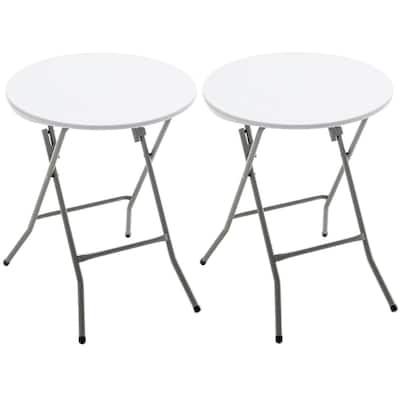 BTEXPERT 2 Foot Indoor Outdoor White Round Folding table Portable for Patio Dining Party Event Home Kitchen Banquet Set of 2