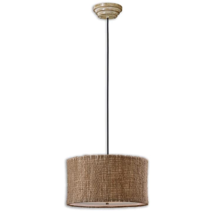 Uttermost Country / Rustic 3 Light Pendant with Natural Twine Shade