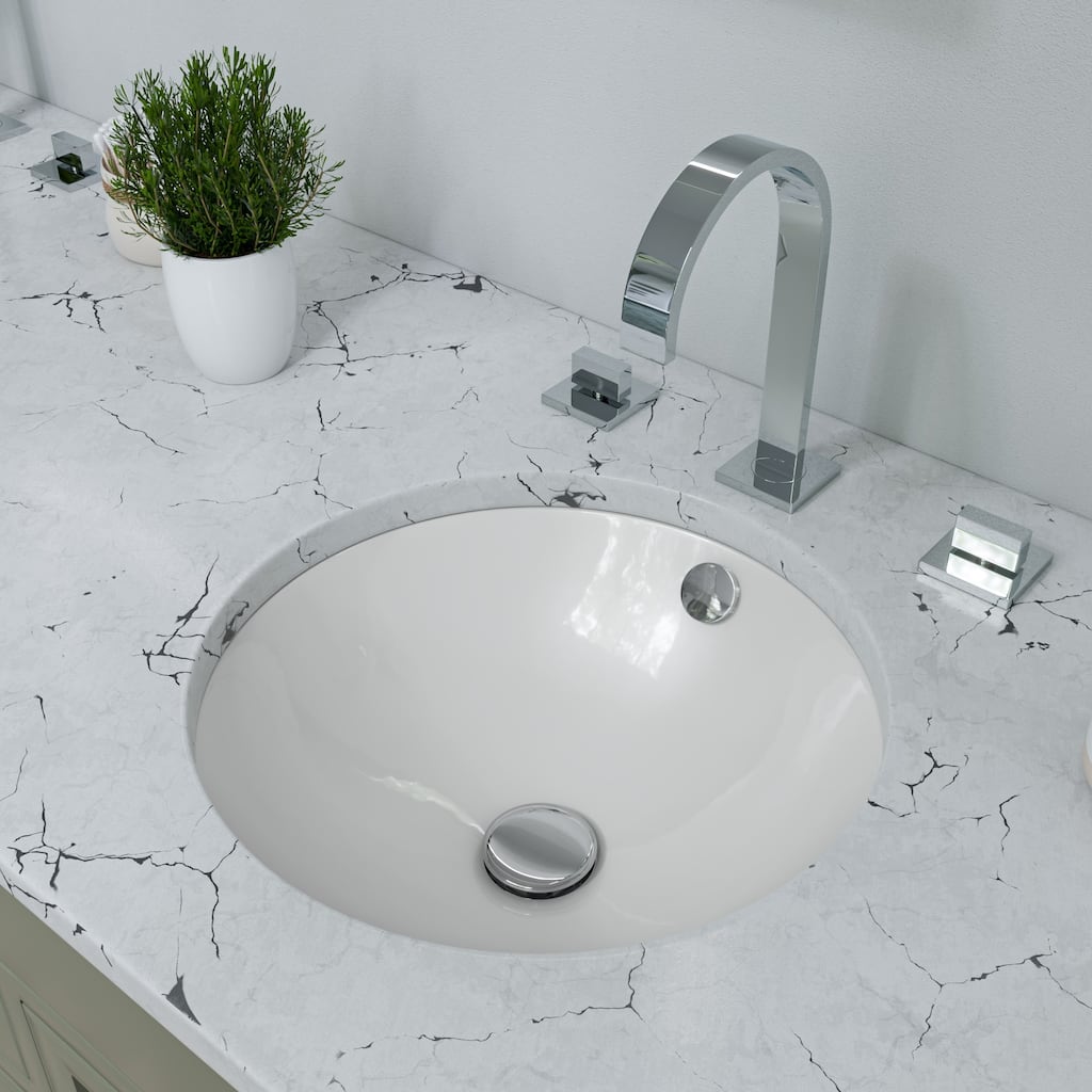 ALFI brand White 17" Round Undermount Ceramic Sink