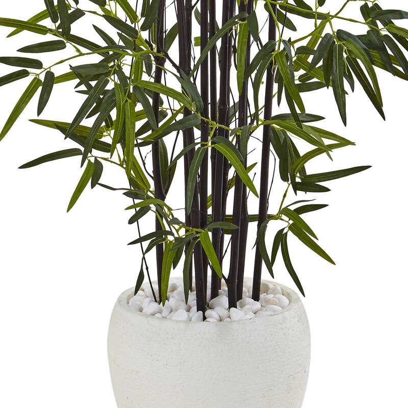 Artificial Bamboo Tree 5ft Black Indoor Plant in Planter Home Decor - Green - 51-60 Inches