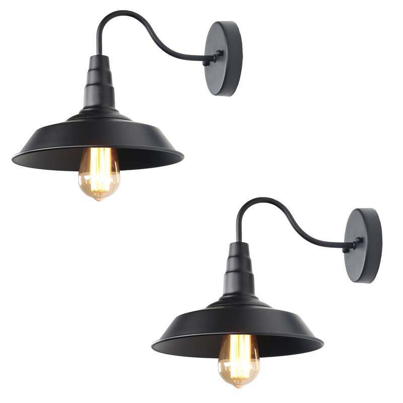 Carbon Loft 2 Set Black Gooseneck Industrial Wall Sconces Lights - W10.25"*E13.25"*H9.5"