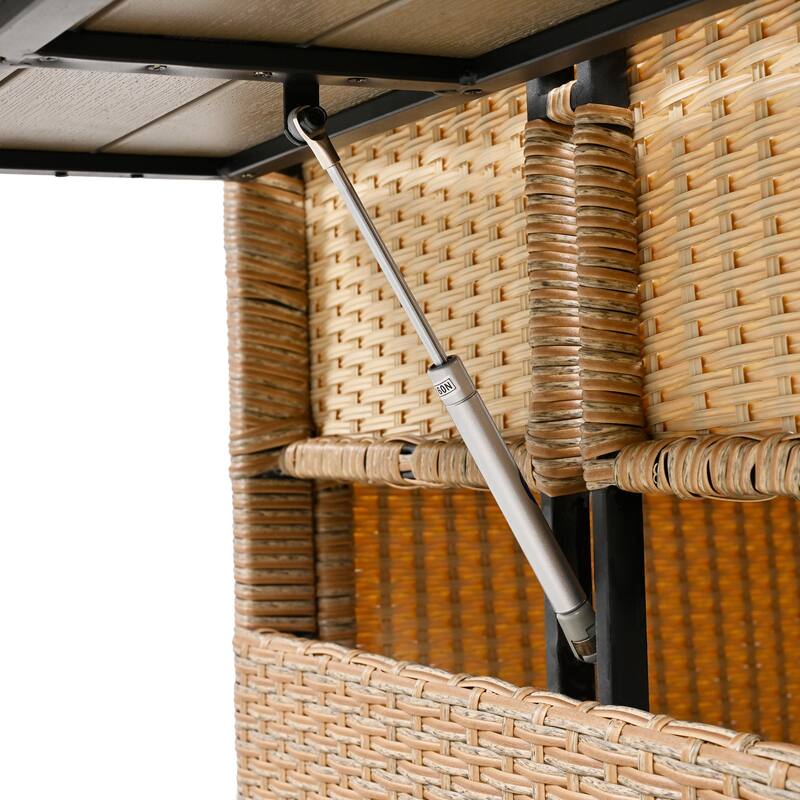 5-Piece Outdoor Rattan Sectional Sofa Set with Dining Table, Bench, and 2 Extendable Side Tables