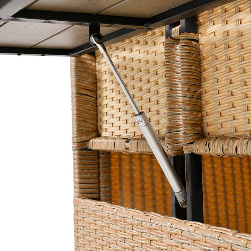 Brown PE Wicker Rattan L-Shaped Sectional Sofa Set