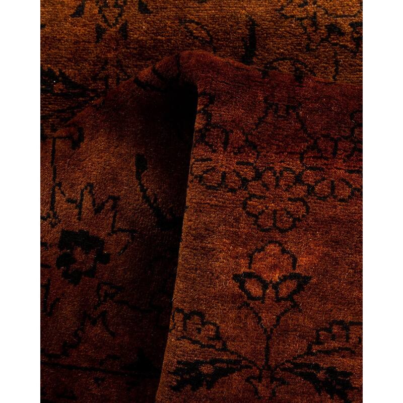 Overton Hand Knotted Wool Vintage Inspired Modern Contemporary Overdyed Gold Runner Rug - 2' 8" x 21' 3"