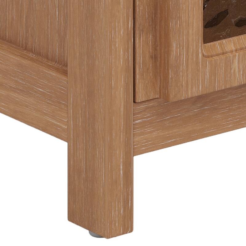 Bathroom Vanity with Sink, Freestanding Wood Bathroom Cabinet, Storage Cabinet with Tempered Glass Doors & Adjustable Shelves