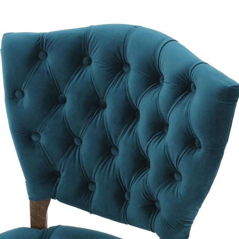 2PCS Tufted Polyester Dining Chairs With Wood Legs