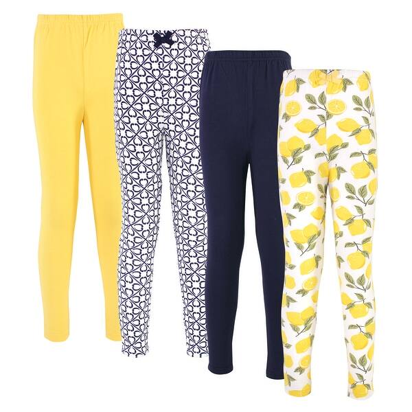 slide 1 of 1, Touched by Nature Toddler, Big Kids and Youth Girl Organic Cotton Leggings 4pk, Lemon Tree Lemon Tree - 2T