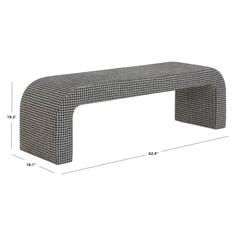 SAFAVIEH Couture Tuyet Curved Waterfall Upholstered Bench (Fully Assembled) - 62" Wx18" Dx19" H - 62"W x 18"D x 19"H