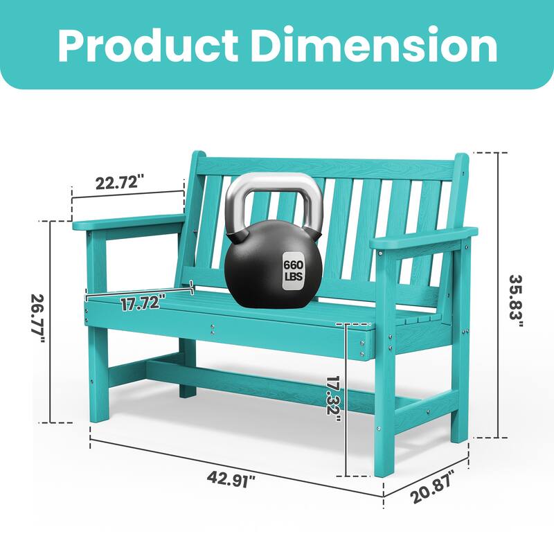 Outdoor 2-Person Garden Bench 42.92-in W x 35.83-in H