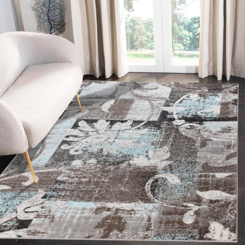 Superior Pastiche Contemporary Floral Patchwork Indoor Runner or Area Rug