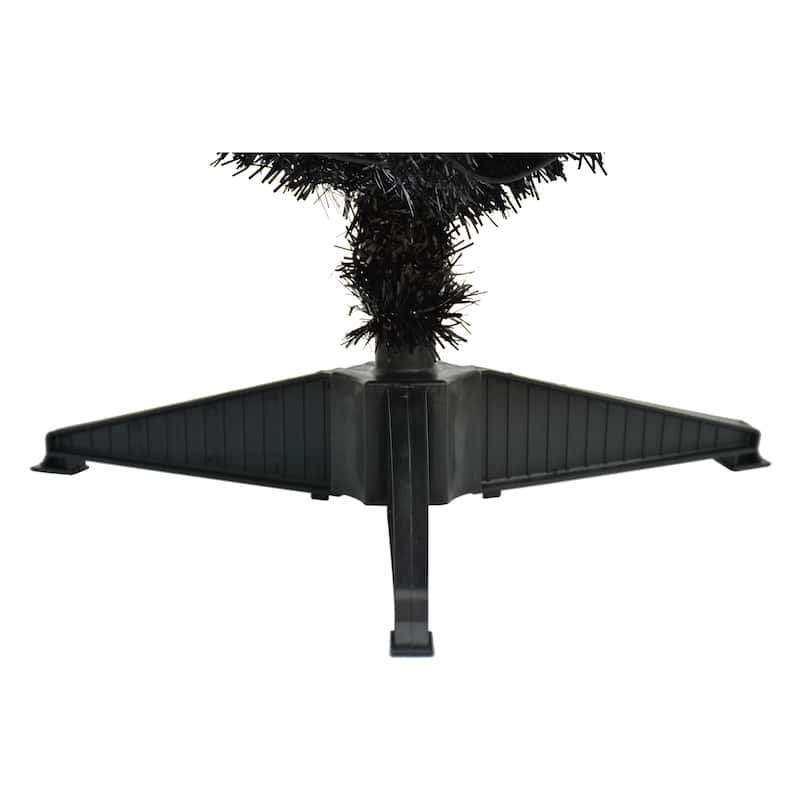 Puleo International 4.5 ft. Pre-lit Black Tinsel Tree