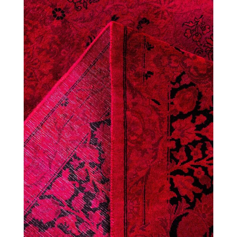 Overton Hand Knotted Wool Vintage Inspired Modern Contemporary Overdyed Pink Area Rug - 8' 3" x 13' 5"