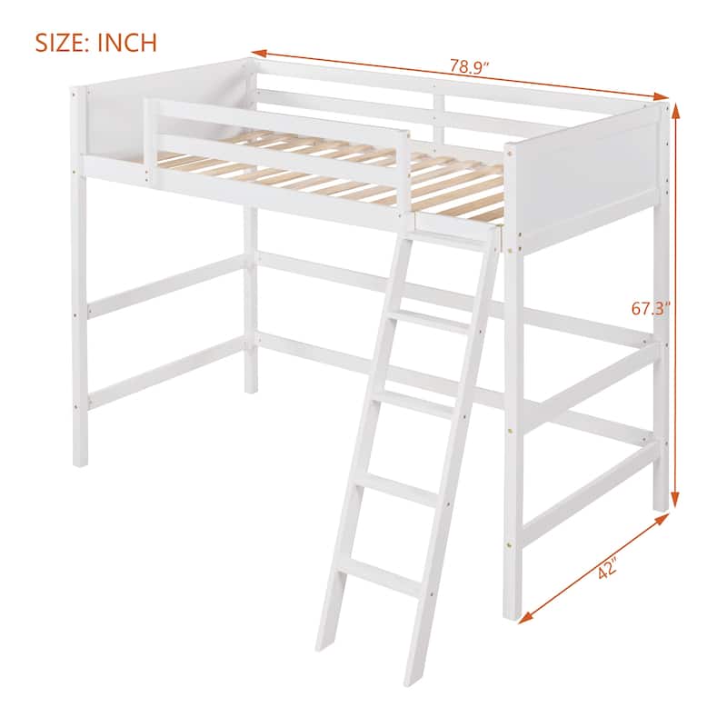 Merax Solid Wood Twin Size Loft Bed with Ladder