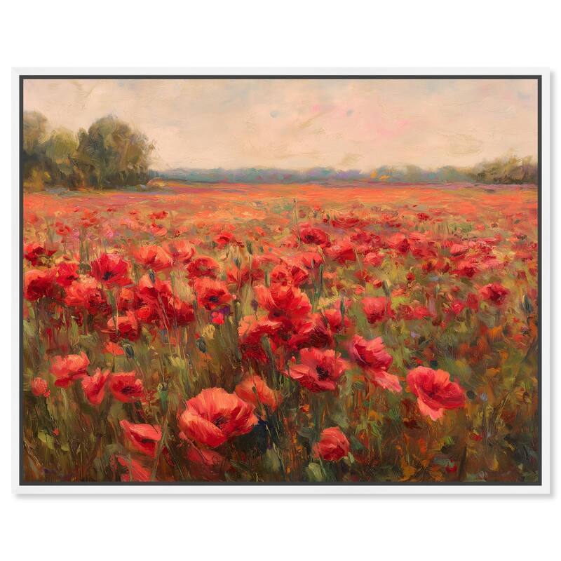 Sea of Red Poppies II Canvas by Art Remedy - White - 20" x 16"