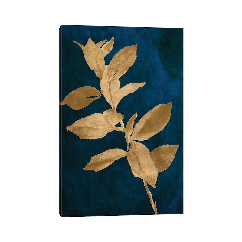 iCanvas "Gold Leaves on Navy IV" by Lanie Loreth Canvas Print