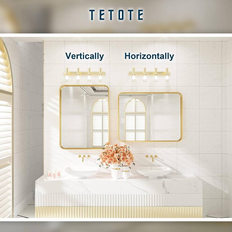 TETOTE Modern Bathroom Vanity Mirror Metal Frame Wall Mounted