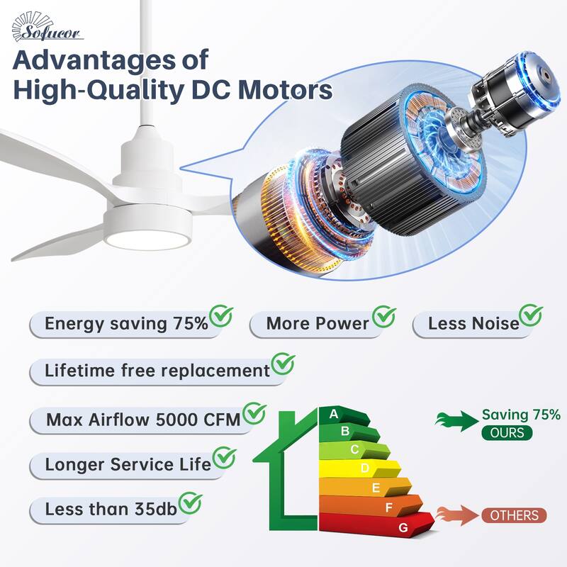 Modern Ceiling Fan With Light Smart Life APP Remote Control Timer For Alexa Google Bedroom Farmhouse
