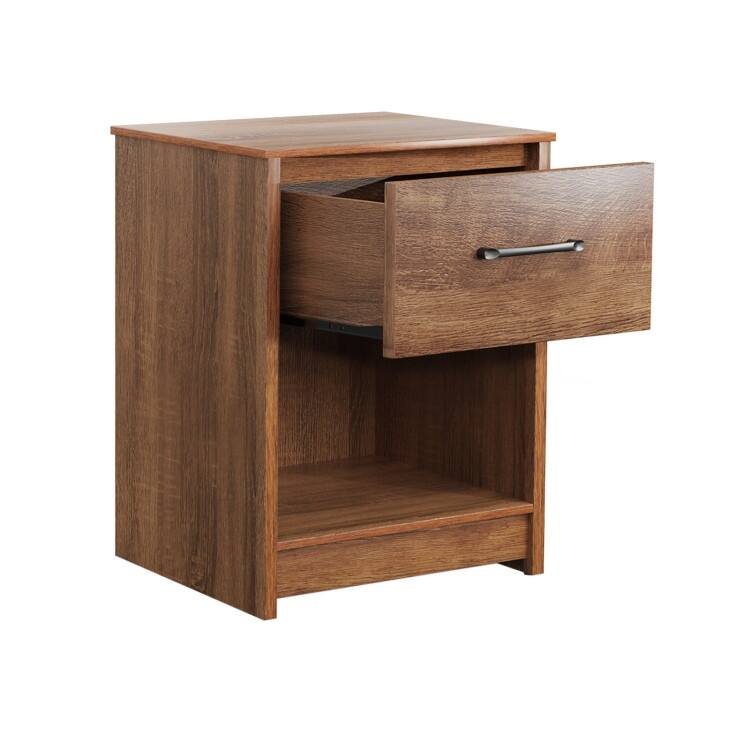 Wooden End Side Table Nightstand with Drawer Storage Shelf